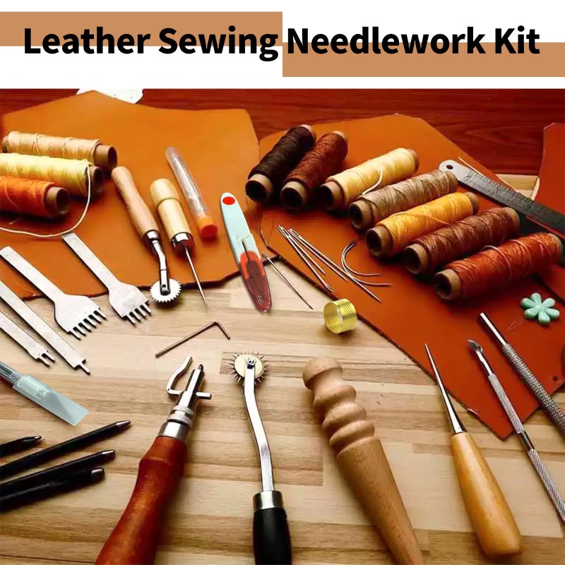FNV Leather Sewing kit, Leather Stitch with Waxed Thread, Needles, Awls and Hand Stitching Tools. Suitable for Adults DIY Gifts, Home DIY Work. - Image 5