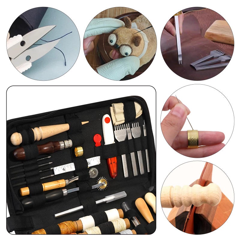 FNV Leather Sewing kit, Leather Stitch with Waxed Thread, Needles, Awls and Hand Stitching Tools. Suitable for Adults DIY Gifts, Home DIY Work. - Image 4