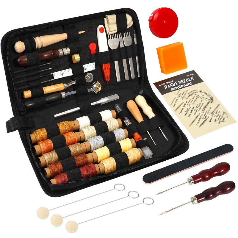 FNV Leather Sewing kit, Leather Stitch with Waxed Thread, Needles, Awls and Hand Stitching Tools. Suitable for Adults DIY Gifts, Home DIY Work. - Image 1
