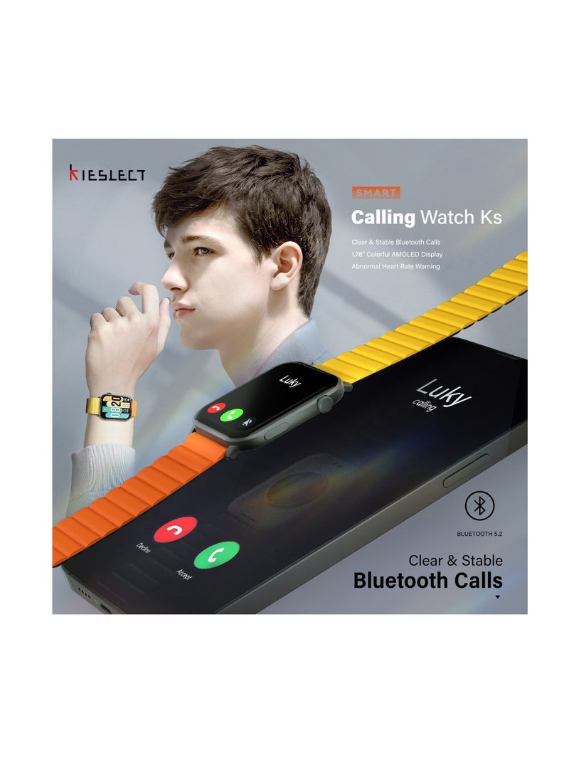 KIESLECT - Calling Smartwatch Ks With 1.78”Colorful AMOLED Always on Display/SpO2,Heart Rate Monitor 100 Sports Modes,AI Voice Assistant Double Straps IP68 Waterproof For both Android and IOS（Black） - Image 1