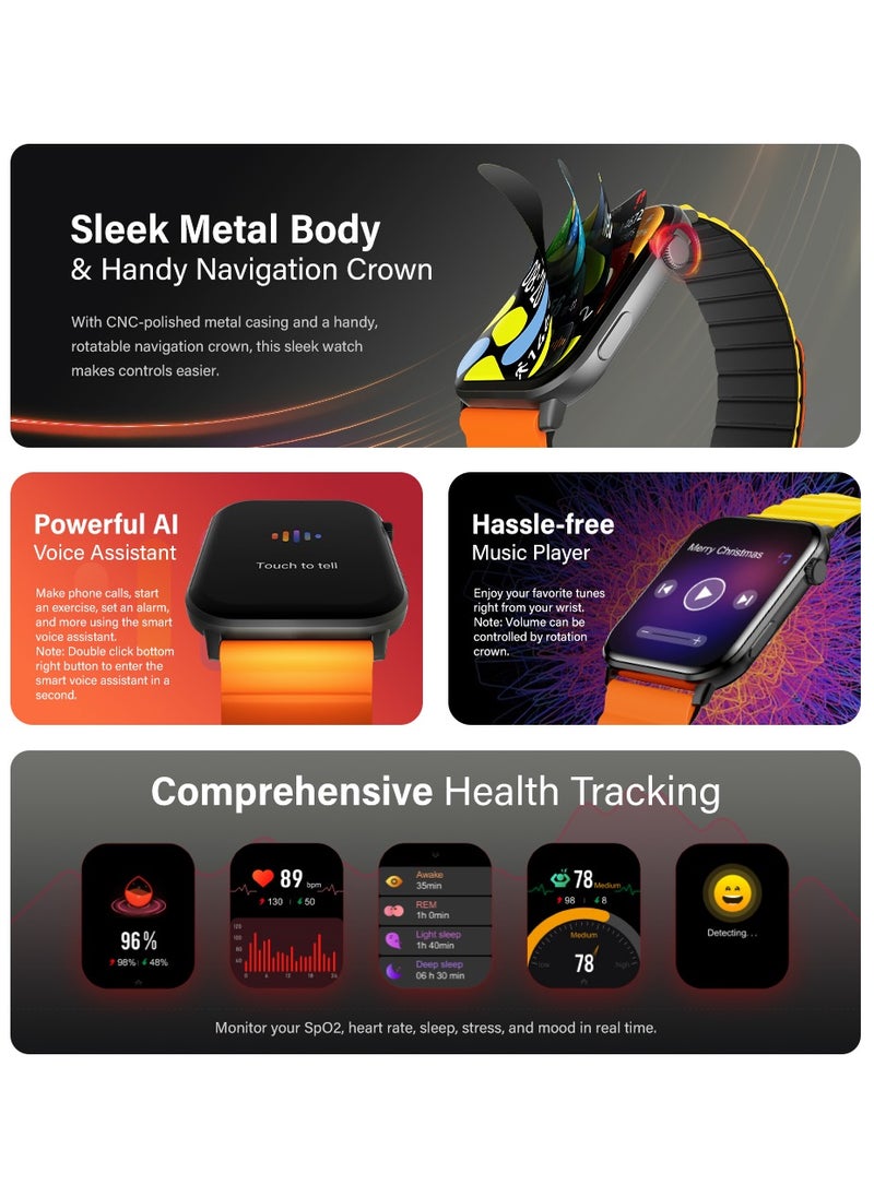 KIESLECT - Calling Smartwatch Ks With 1.78”Colorful AMOLED Always on Display/SpO2,Heart Rate Monitor 100 Sports Modes,AI Voice Assistant Double Straps IP68 Waterproof For both Android and IOS（Black） - Image 1