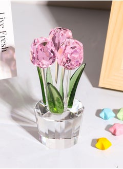 Pink Crystal Tulips Flower Figurines  with Vase Glass Flower Bouquet Collectible Figurines Office Home Decor Ornaments Tulip Gifts for Girl Mom Bestfriend Valentines Wedding Anniversary - pzsku/Z73461284784E3A93AD12Z/45/_/1701223345/64fce012-e7f7-4a3c-bb80-9463fa5140cc