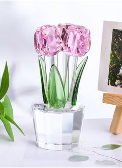 Pink Crystal Tulips Flower Figurines  with Vase Glass Flower Bouquet Collectible Figurines Office Home Decor Ornaments Tulip Gifts for Girl Mom Bestfriend Valentines Wedding Anniversary - pzsku/Z73461284784E3A93AD12Z/45/_/1701223346/5329b3d4-93c9-4527-bb24-8dab8be9c8d4