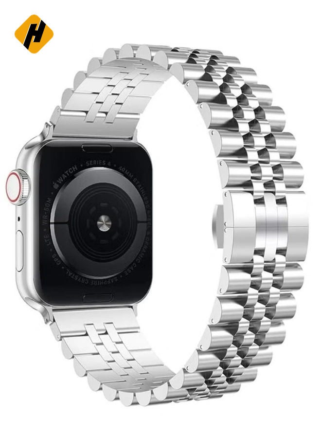 HuHa Compatible with Apple Watch Band Series 5 44mm 42mm, Stainless Steel iWatch Band with Butterfly Folding Clasp for iWatch Band Series 5/4/3/2/1 - Image 2