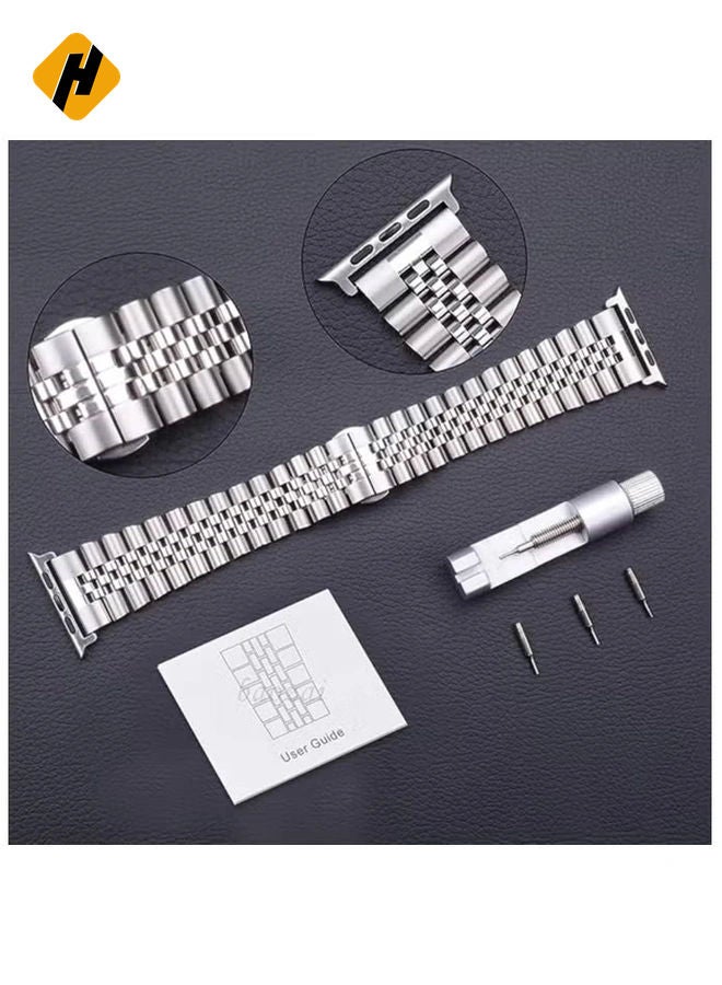 HuHa Compatible with Apple Watch Band Series 5 44mm 42mm, Stainless Steel iWatch Band with Butterfly Folding Clasp for iWatch Band Series 5/4/3/2/1 - Image 4