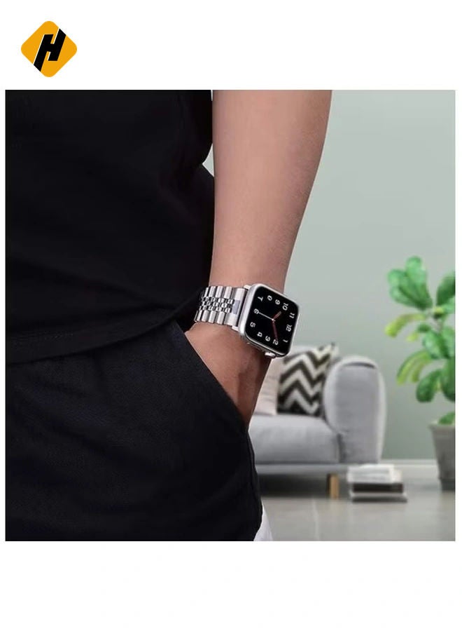HuHa Compatible with Apple Watch Band Series 5 44mm 42mm, Stainless Steel iWatch Band with Butterfly Folding Clasp for iWatch Band Series 5/4/3/2/1 - Image 5