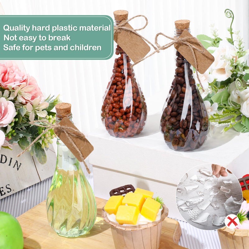 Lounsweer 30 Pack 5 oz Plastic Potion Bottles with Cork Stopper Caps Clear Sand Art Bottles with Twine and Tags Souvenir Jars Bulk Wish Candy Jar for Craft Wedding Party Supplies - Image 5