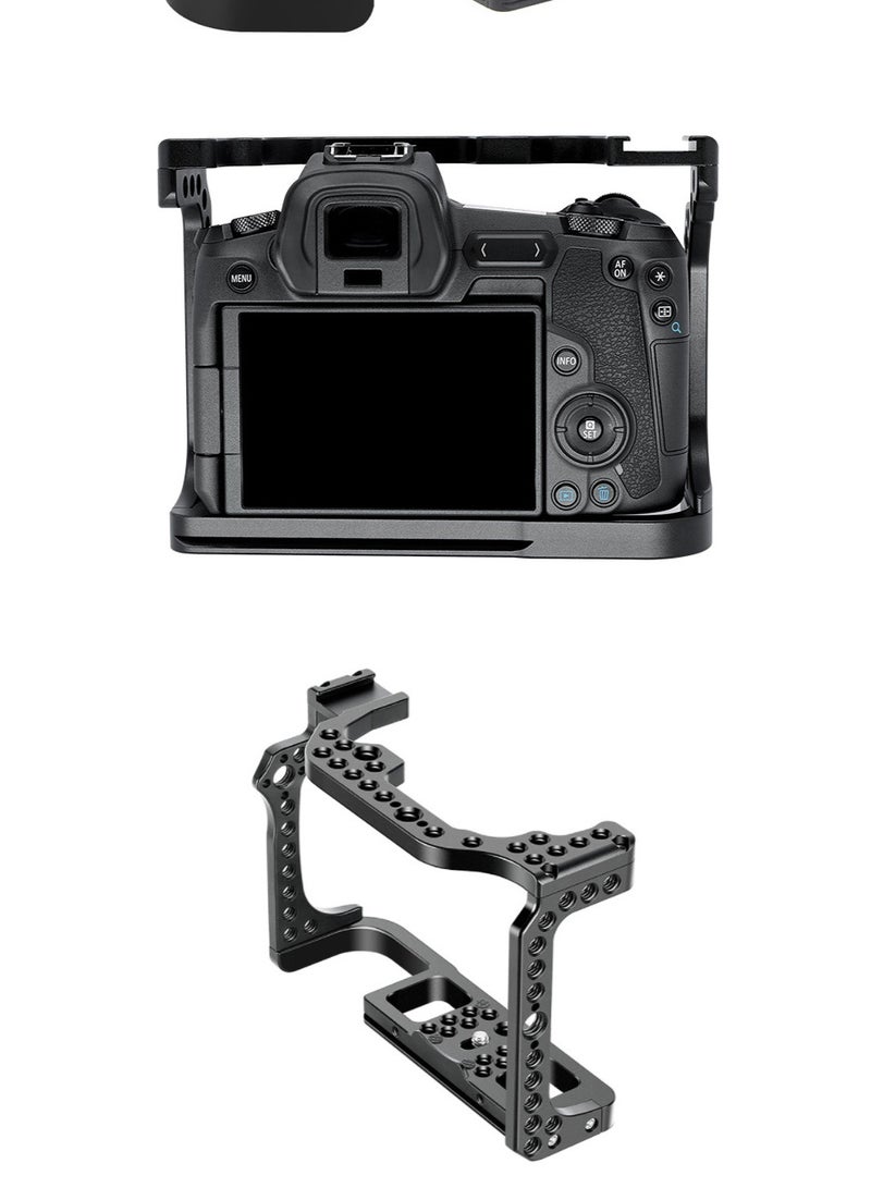 Aluminum Alloy Camera Cage for Canon EOS R – Precision Fit with Accurate Cutouts, Quick Release Plate, Ergonomic Design for Comfortable Grip, Rich Interfaces for Accessory Expansion, Perfect Photography and Videography Stabilizer - Image 4