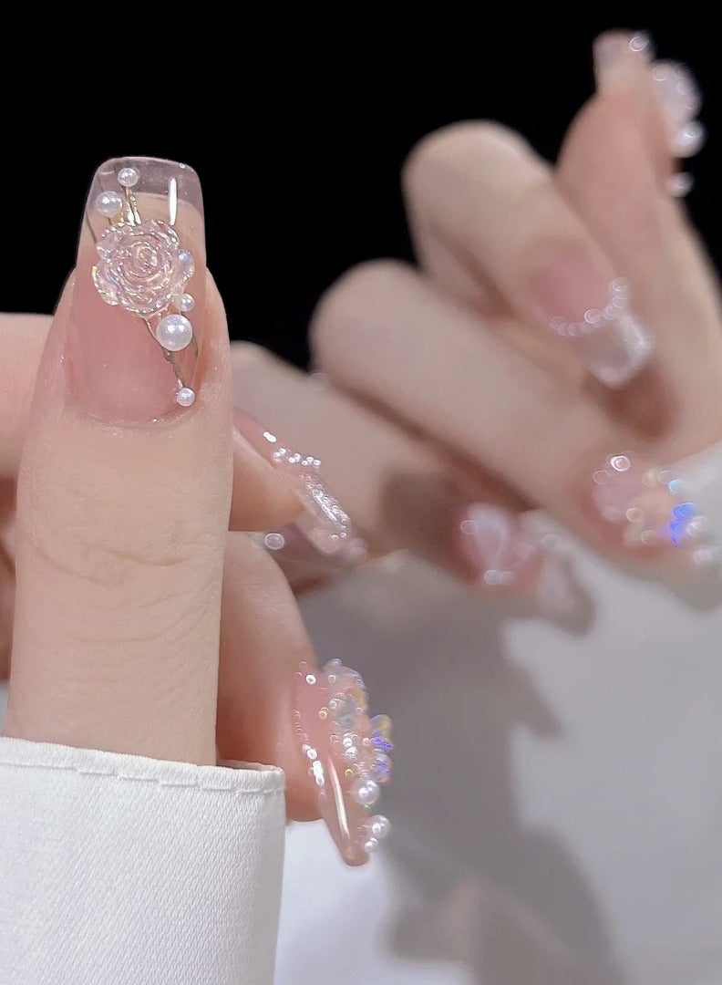 24 قطعة من ملصقات الأظافر الهلامية الناعمة، أظافر صناعية قصيرة مثل الصالونات، لا تتلاشى، غراء سلس على الأظافر للنساء - Image 3