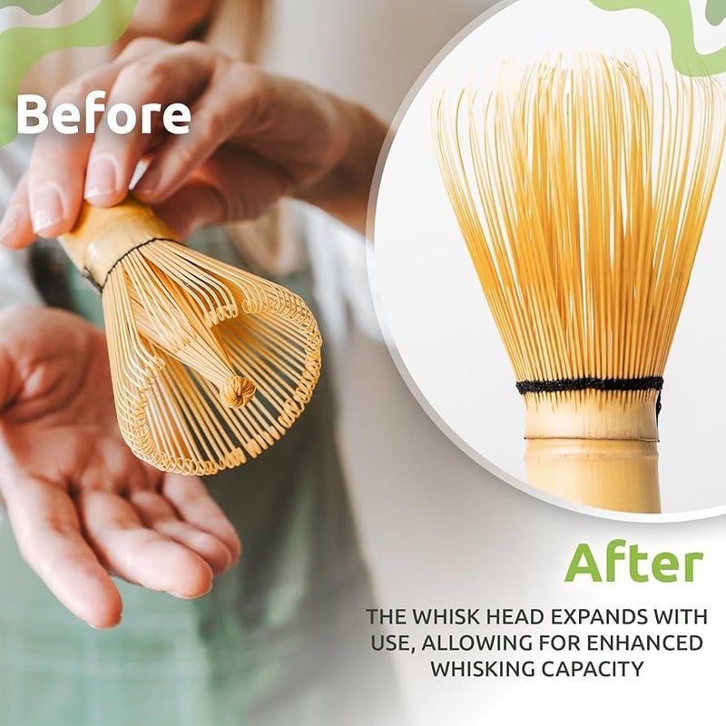 Flavoma Japanese Handmade Bamboo Matcha Whisk Sets of 2 (Delicate Match Brush Japanese Style) + Traditional Scoop (Chashaku), The Perfect Set to Prepare a Traditional Cup of Matcha. - Image 4