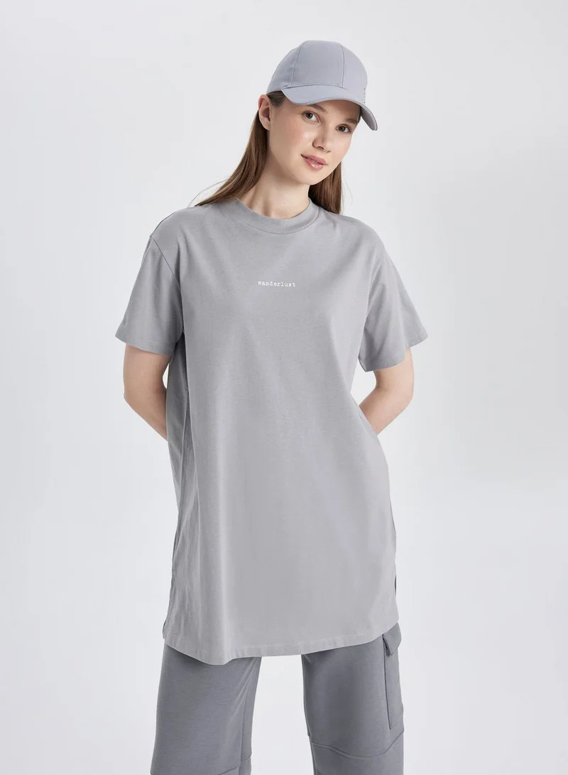 DeFacto Regular Fit Crew Neck Printed Short Sleeve Tunic