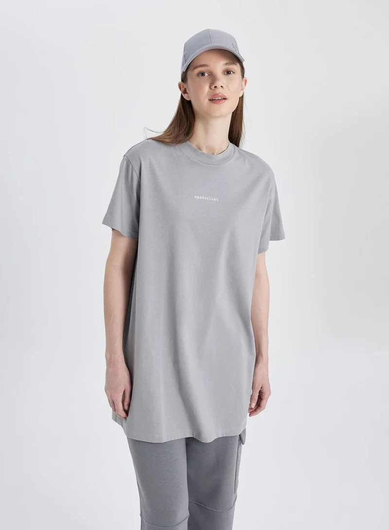 DeFacto Regular Fit Crew Neck Printed Short Sleeve Tunic
