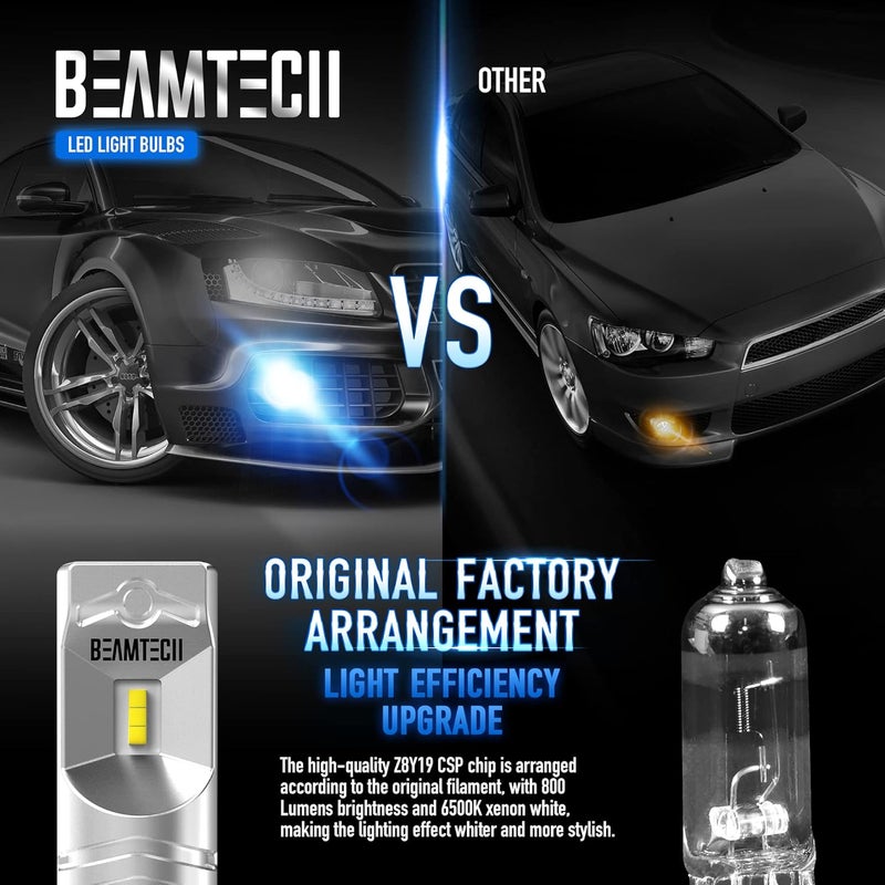 BEAMTECH H10 Fog Light Bulb,CSP Chips 6500K 800 Lumens Xenon White Extremely Super Bright of 2 - Image 3
