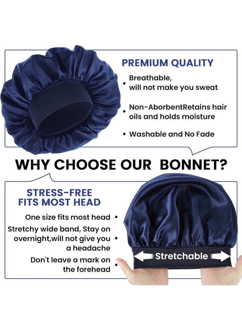 قطعتان من غطاء الرأس الحريري للنوم، غطاء رأس حريري للرجال، غطاء رأس ساتان بشريط مطاطي وغطاء رأس حريري للنوم، غطاء شعر ناعم قابل للتعديل، غطاء رأس للنساء أثناء النوم - Image 5