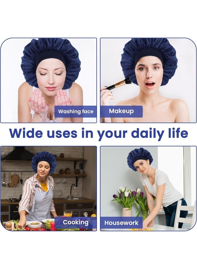قطعتان من غطاء الرأس الحريري للنوم، غطاء رأس حريري للرجال، غطاء رأس ساتان بشريط مطاطي وغطاء رأس حريري للنوم، غطاء شعر ناعم قابل للتعديل، غطاء رأس للنساء أثناء النوم - Image 4