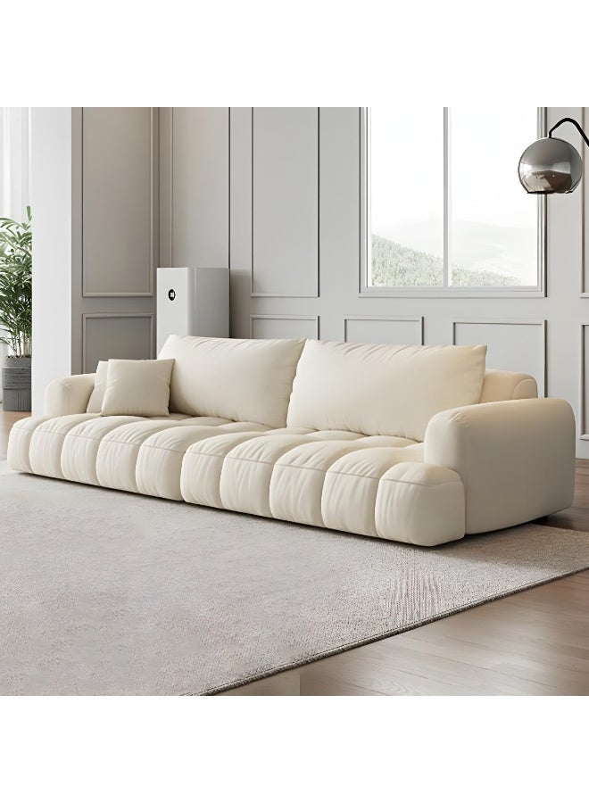Comfynest Modern Wood Frame Fashion Off-White Sofa with Beige Abrasive Cloth Upholstery and Standard Design - Image 5