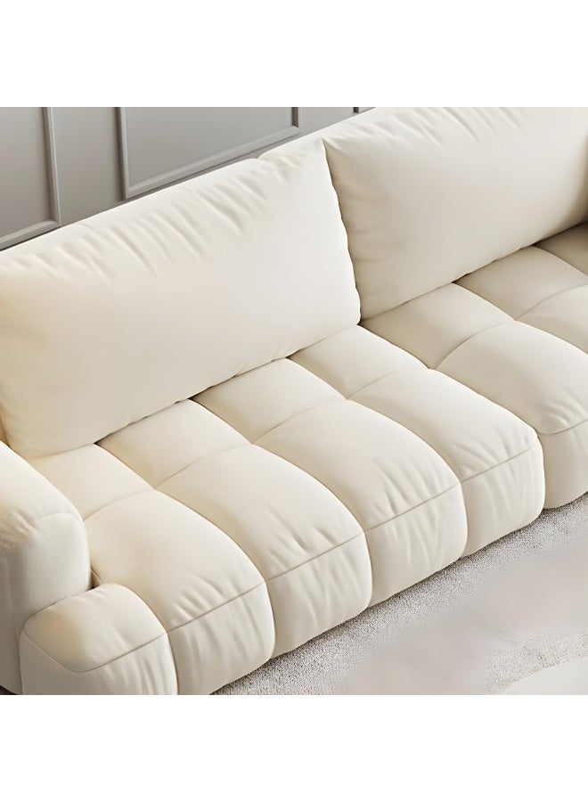 Comfynest Modern Wood Frame Fashion Off-White Sofa with Beige Abrasive Cloth Upholstery and Standard Design - Image 3