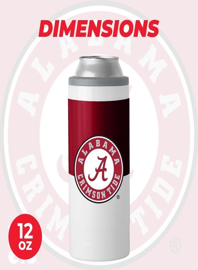 Logo Brands NCAA Alabama Crimson Tide 12oz Colorblock Slim Can Coolie - Stainless Steel, Double-Wall Insulated, Removable Rim for Cocktail Tumbler Use - Image 4