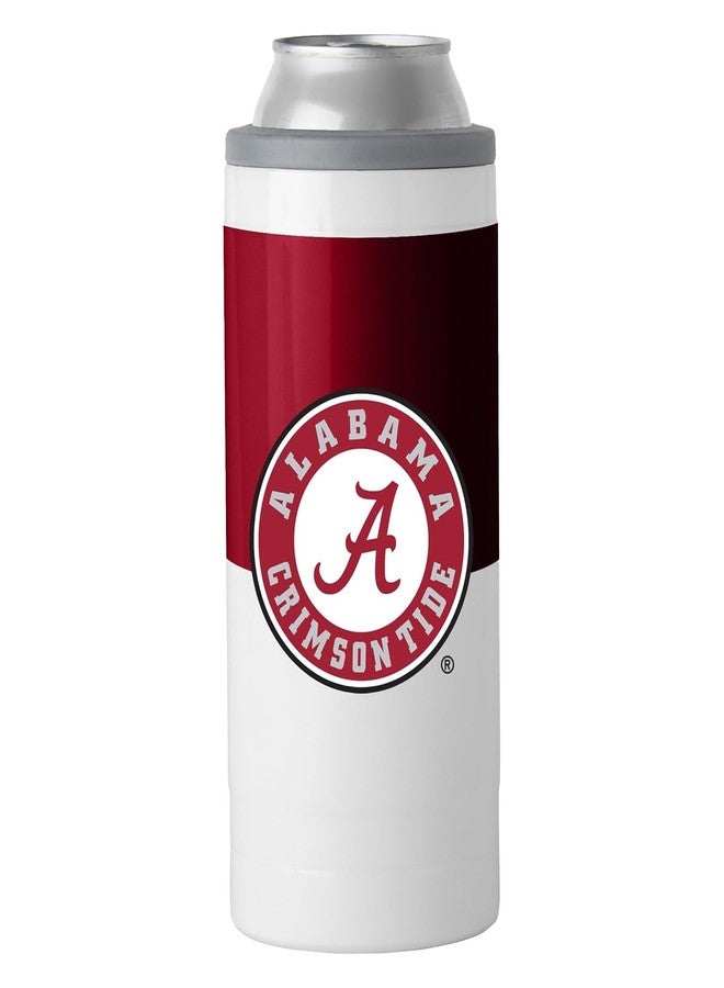 Logo Brands NCAA Alabama Crimson Tide 12oz Colorblock Slim Can Coolie - Stainless Steel, Double-Wall Insulated, Removable Rim for Cocktail Tumbler Use - Image 1