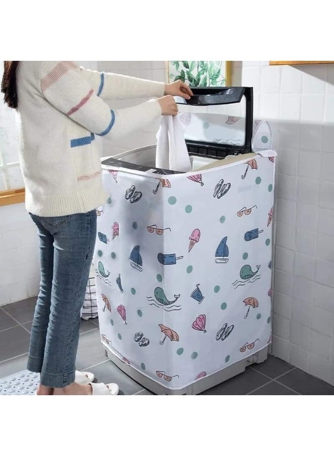 Automatic Washing Machine Cover, High-Quality Waterproof Protection Against Moisture and Dust, Washer Cover with Random Patterns and Colors, Washing Machine Mat, Automatic Washer Cover, Zanussi Automatic Cover, Waterproof Top-Loading Washer Cover, Plastic Washer Cover with Full Top Load Protection, Water and Dust Resistant Washing Machine Cover, 56×54×86 cm - Image 3