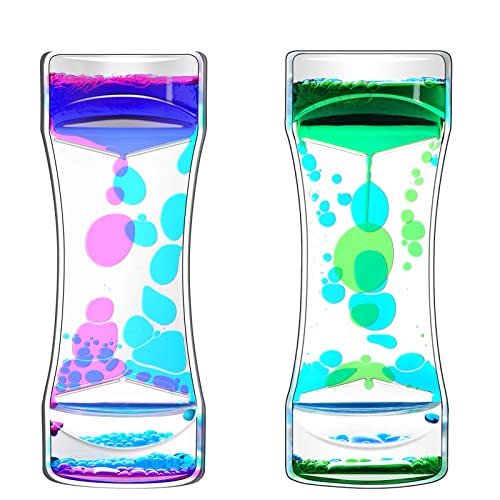 FKYTION Liquid Motion Bubbler Timer Pack of 2 Great Desktop Colorful Hourglass Liquid Bubbler Small Calming Relaxing Toys Sensory Anxiety Autism ADHD Fidget Toys - Image 1