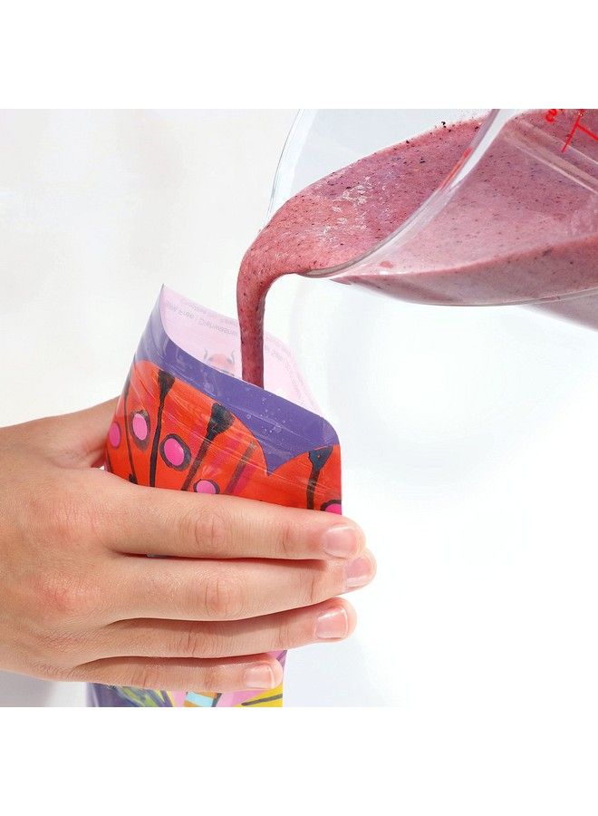 ChooMee Reusable Food Pouches Snakpack 8 Oz ; Ideal For Baby Food Smoothies And Purees ; Secure Double Lock Zipper Wide Bottom Bpa Free ; 6 Ct Flutterbug  - Image 3