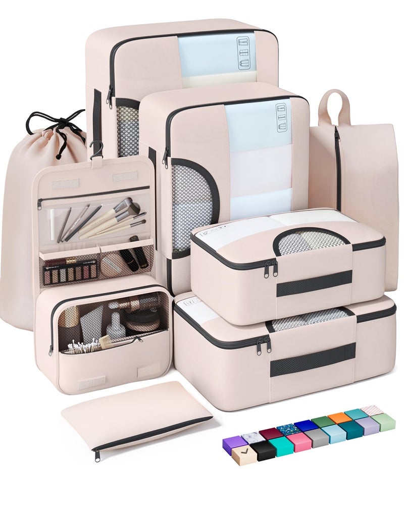 Veken 8 Set Packing Cubes, Christmas Gifts for Women Mom Girl Her Birthday, Cruise Ship Travel Essentials Accessories for Beach Vacation, Suitcase Organizer Bags for Luggage with Hanging Toiletry Bag - Image 1