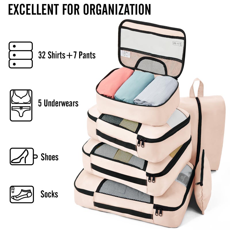 Veken 8 Set Packing Cubes, Christmas Gifts for Women Mom Girl Her Birthday, Cruise Ship Travel Essentials Accessories for Beach Vacation, Suitcase Organizer Bags for Luggage with Hanging Toiletry Bag - Image 5