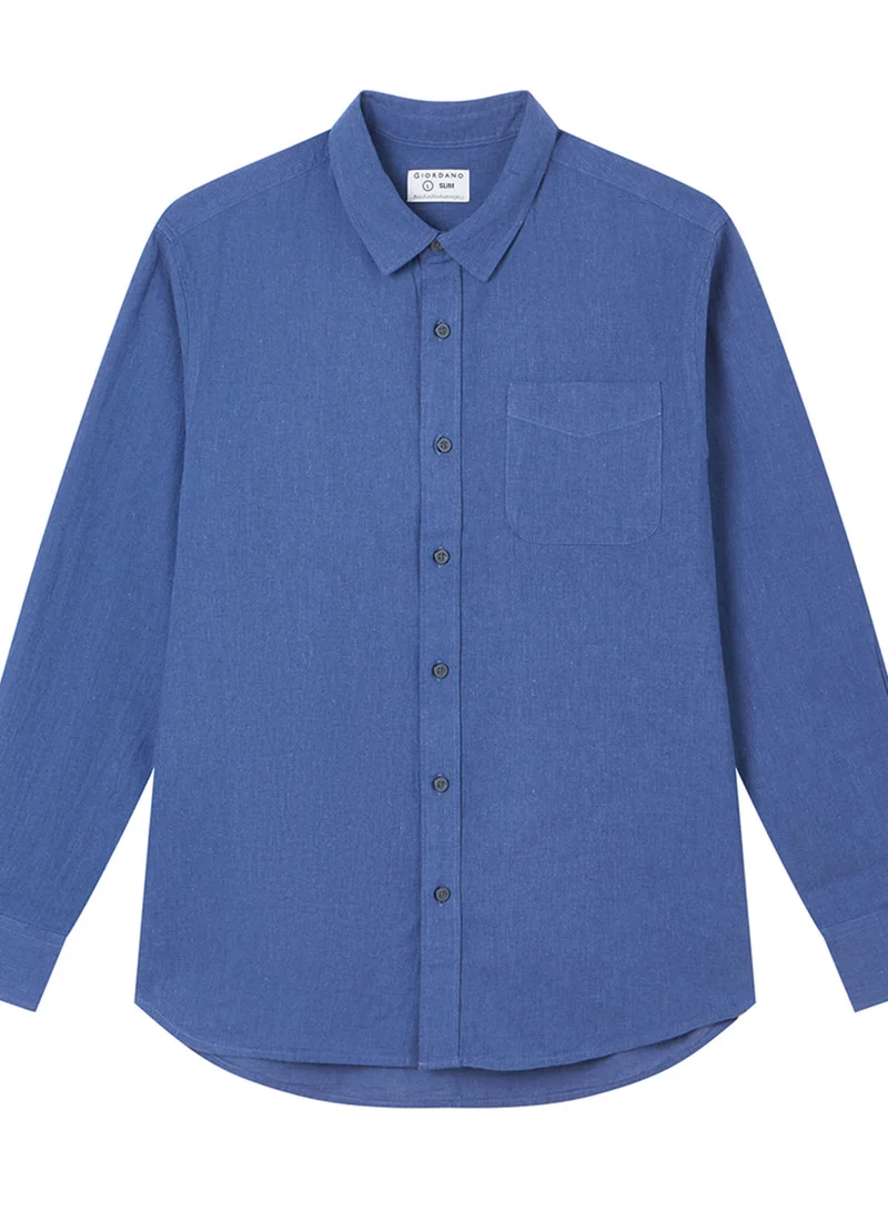 Men's Slim Linen Cotton Solid Shirt