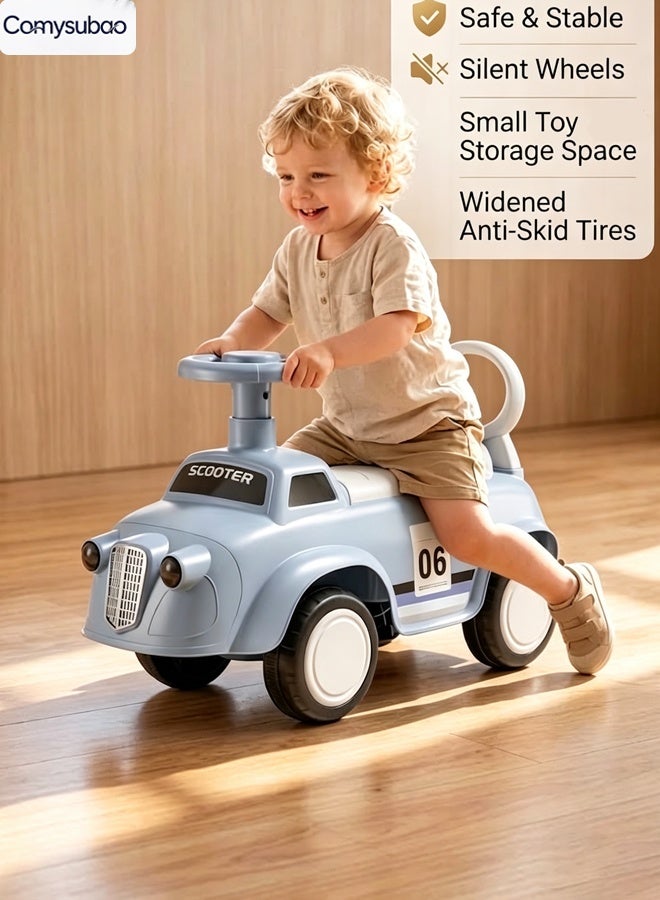 Comysubao Kids Ride-on Toys for 12-36 Months Kids, Push Car with LED Lights, Music, Backrest & Storage Space, Toddler Toy Car for Boys and Girls, Blue - Image 1