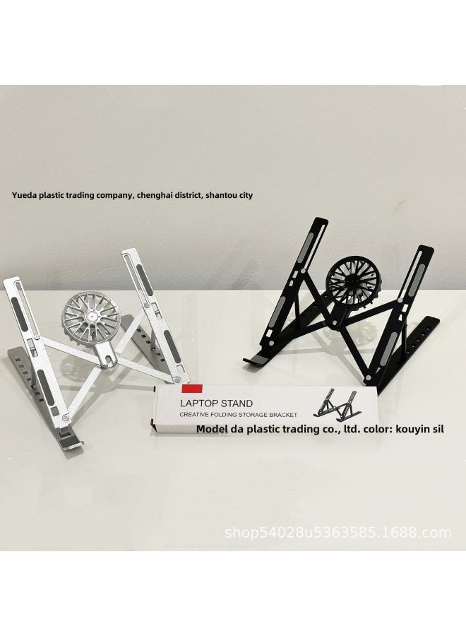 Computer Bracket Notebook Folding Heat Dissipation Aluminum Alloy Bracket Portable Storage Lifting Notebook Bracket-Color:Plastic Small Size (white)  - Image 2