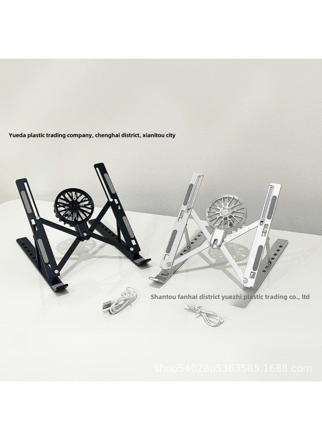 Computer Bracket Notebook Folding Heat Dissipation Aluminum Alloy Bracket Portable Storage Lifting Notebook Bracket-Color:Plastic Small Size (white)  - Image 5