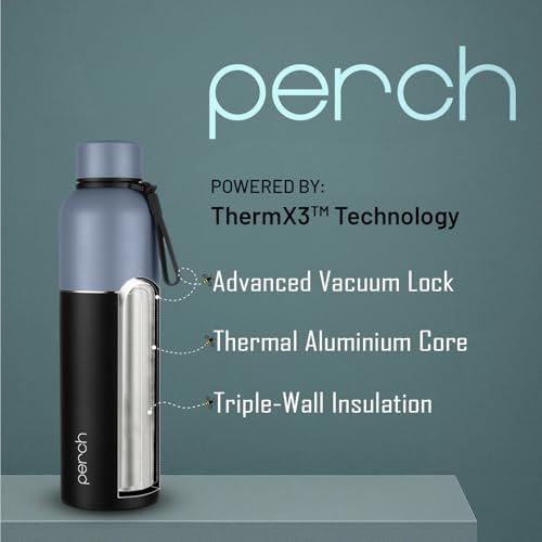 Perch Zenith ISI Certified Hot and Cold Steel Water Bottle 560ml, Vacuum Insulated Flask for Adults | BPA-Free, Leakproof | Easy to Carry Bottle for Office, School, Gym (Knight Black) - Image 3