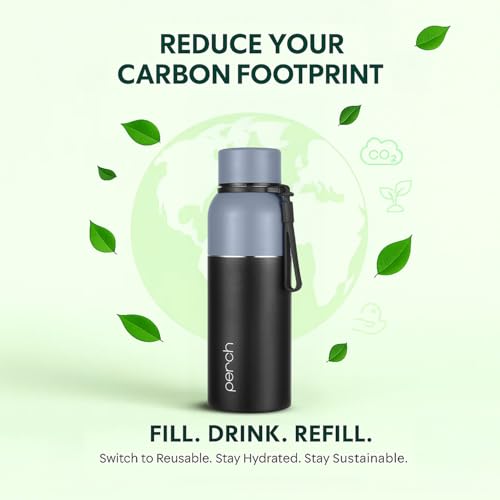 Perch Zenith ISI Certified Hot and Cold Steel Water Bottle 560ml, Vacuum Insulated Flask for Adults | BPA-Free, Leakproof | Easy to Carry Bottle for Office, School, Gym (Knight Black) - Image 5
