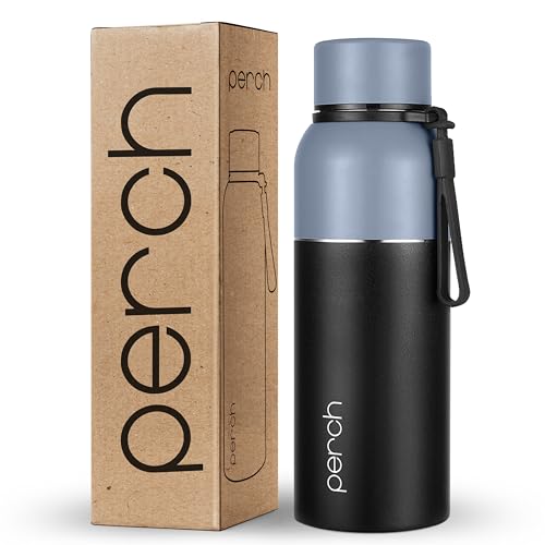 Perch Zenith ISI Certified Hot and Cold Steel Water Bottle 560ml, Vacuum Insulated Flask for Adults | BPA-Free, Leakproof | Easy to Carry Bottle for Office, School, Gym (Knight Black) - Image 1