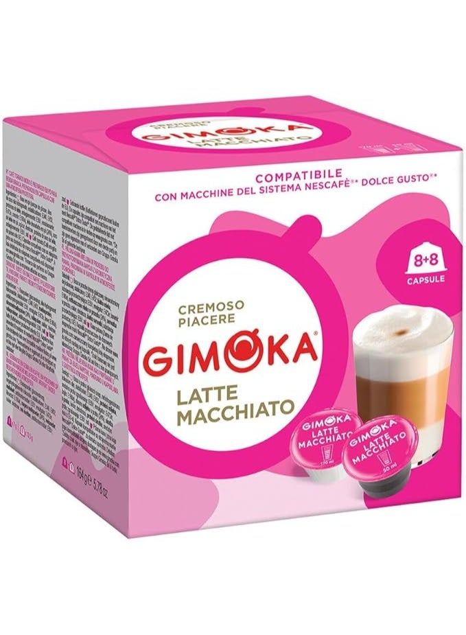Gimoka Latte Macchiato Coffee Capsules for Dolce Gusto 16-Pieces - Image 1