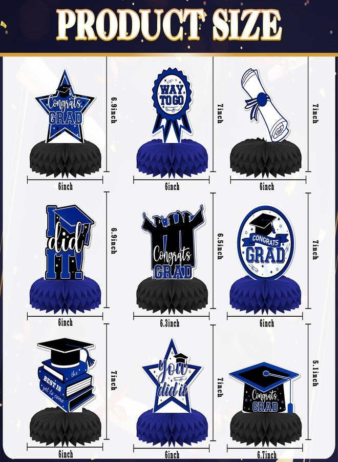 KSKSPE Graduation Theme Party Decorations,9 PCS KSKSPE Graduation Centerpieces for Tables Honeycomb Centerpieces 3D Party Decor Supplies Boys Girls - Image 2