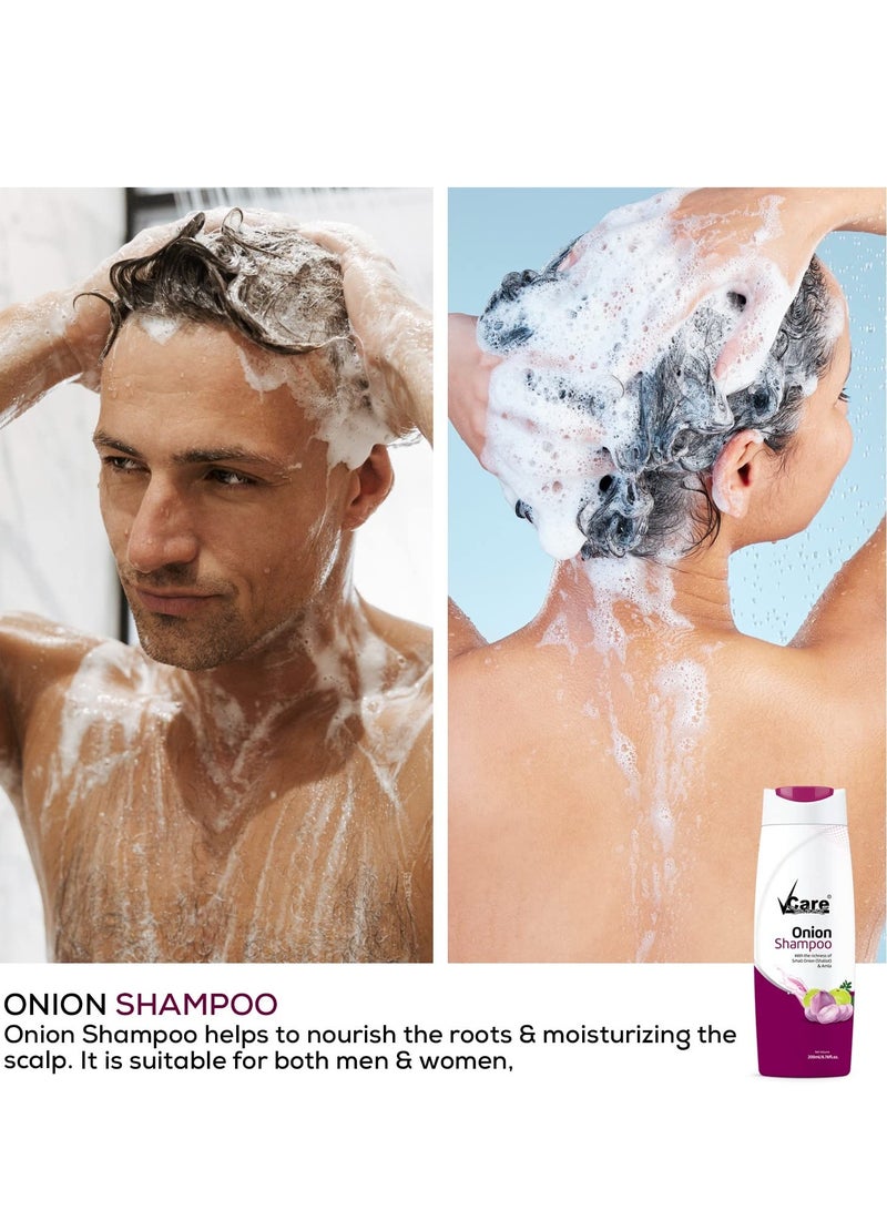 VCare Small Onion Shampoo for Hair Growth 200ml and Hair Fall Control Pack Of 3 - Image 5