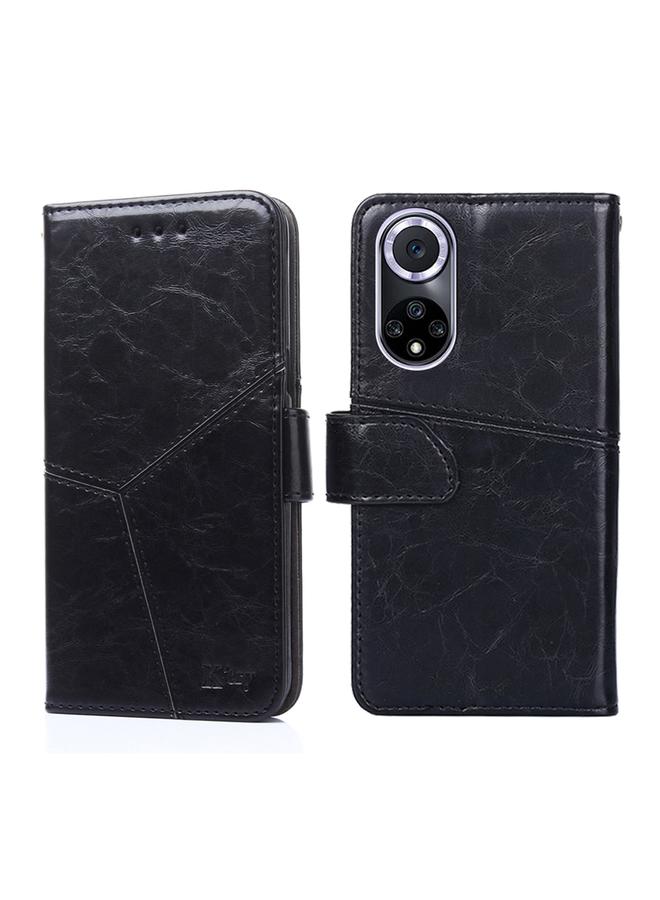 اس-توب جراب لهاتف Huawei nova 9، جراب هاتف جلدي قابل للطي بخياطة هندسية أفقية - Image 1