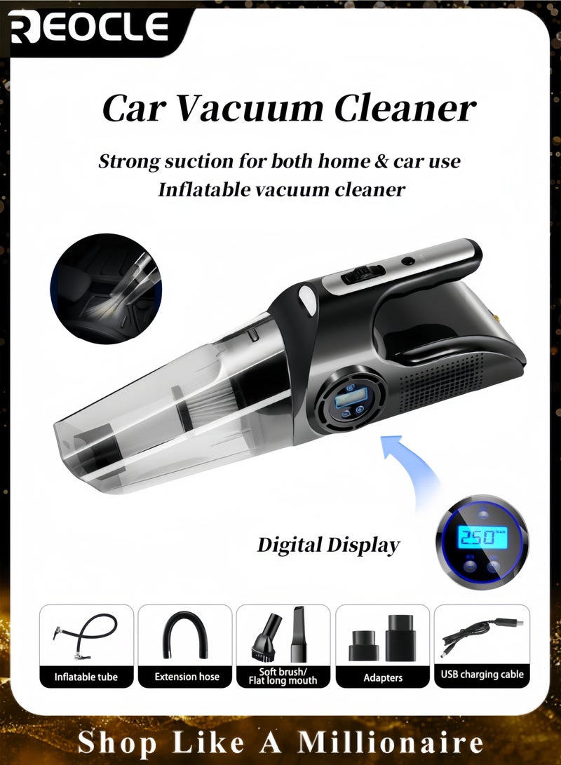 REOCLE Car Vacuum with Digital Display Portable Car Vacuum Cleaner High Power Rechargeable Hand Held Vacuum LED lighting Vacuum Cleaner for Car & Home & Office - Image 1