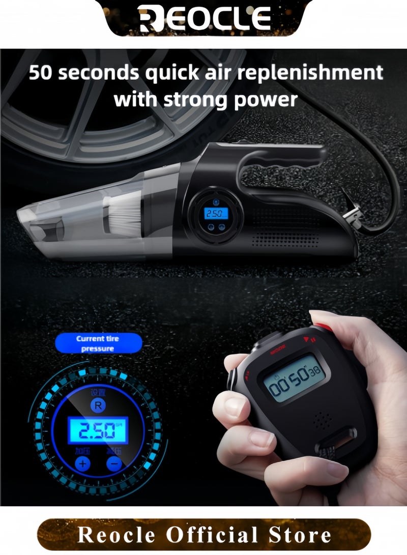 REOCLE Car Vacuum with Digital Display Portable Car Vacuum Cleaner High Power Rechargeable Hand Held Vacuum LED lighting Vacuum Cleaner for Car & Home & Office - Image 3