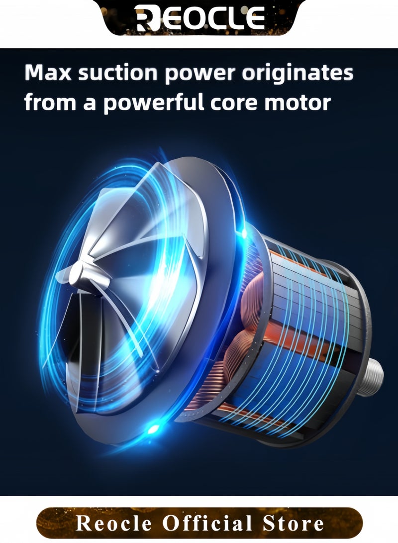 REOCLE Car Vacuum with Digital Display Portable Car Vacuum Cleaner High Power Rechargeable Hand Held Vacuum LED lighting Vacuum Cleaner for Car & Home & Office - Image 5