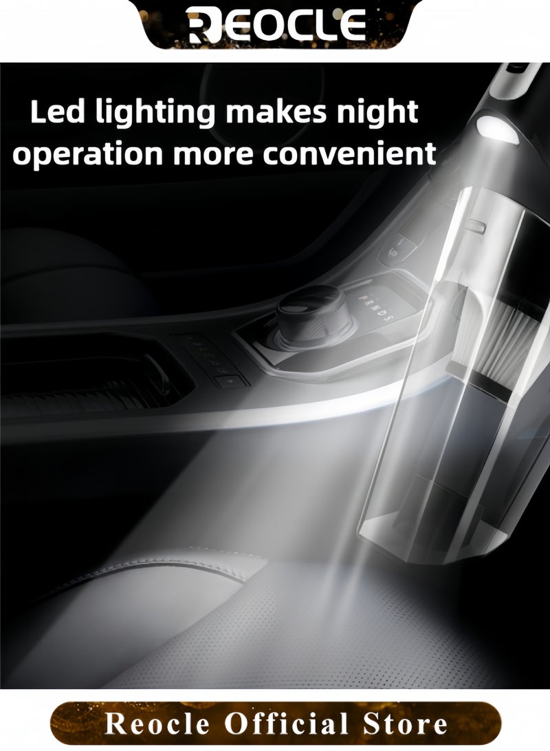 REOCLE Car Vacuum with Digital Display Portable Car Vacuum Cleaner High Power Rechargeable Hand Held Vacuum LED lighting Vacuum Cleaner for Car & Home & Office - Image 4