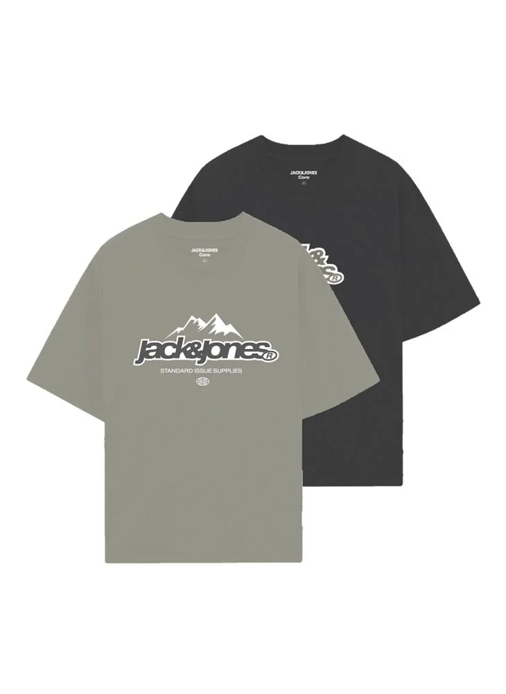 جاك وجونز جونيور طقم قطعتين تي شيرت برقبة دائرية برسومات للشباب