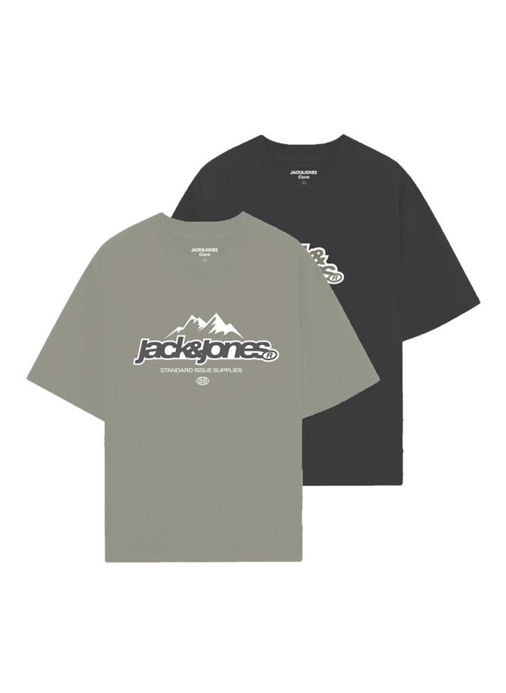 Jack & Jones Junior Youth 2 Pack Of Graphic Crew Neck T-Shirt - Image 1