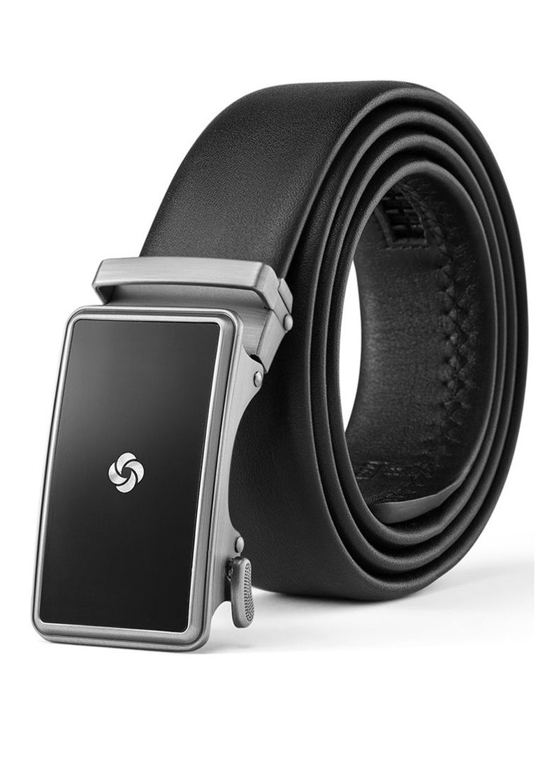 Samsonite Aamir II BIZ Plate AL Auto 02 Leather Belt, Black|Stylish|Premium Quality|Automatic Buckle|Hole Free Belt - Image 1