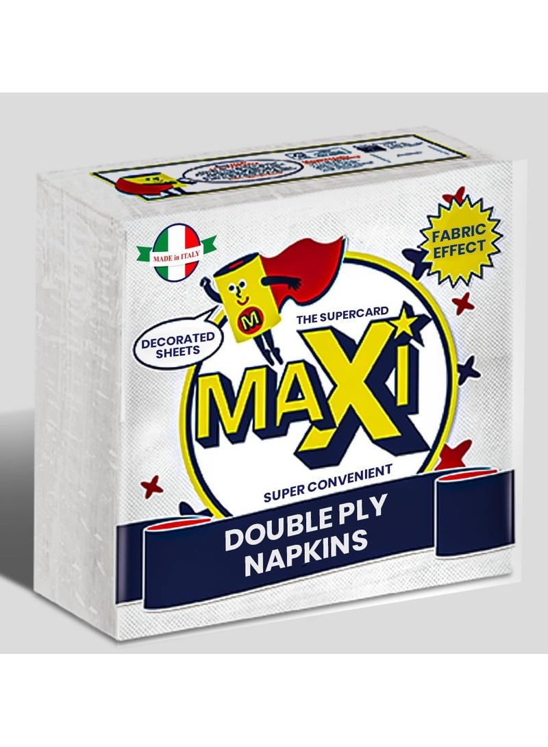 Maxi Supercarta Napkin Tissue 2 Ply, 40 Sheets - 38x38 cm - Soft Embossed Floral Print - Premium Quality Absorbent Disposable Paper Napkins - Image 1