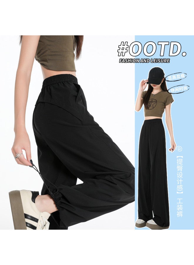 Hstyle pleated Two-way Cargo Pants For Women - 2025 Summer Versatile Slimming Casual Wide-leg Pants - Image 2