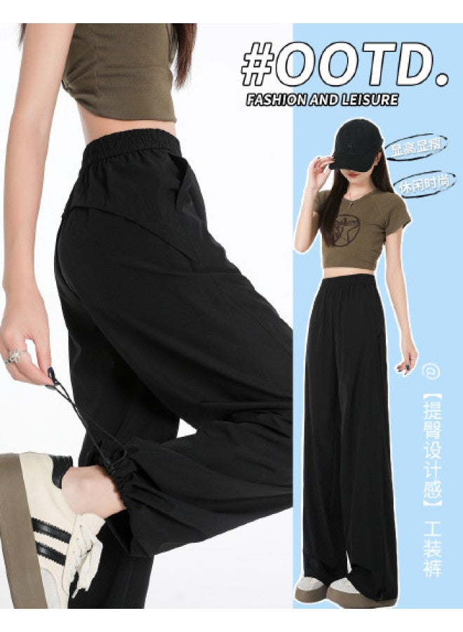 Hstyle pleated Two-way Cargo Pants For Women - 2025 Summer Versatile Slimming Casual Wide-leg Pants - Image 1