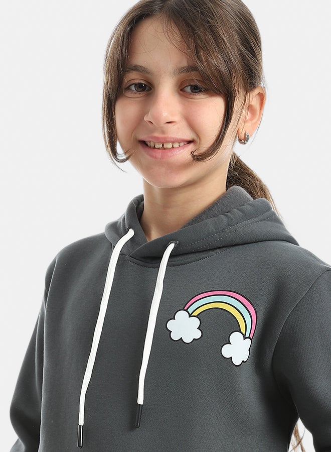 Andora Hooded Printed Front & Back Long Sleeves Hoodie _ Dark Grey - Image 4